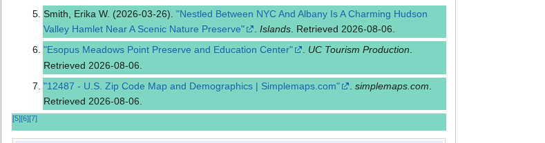 Citations from Wikipedia Page I inputted